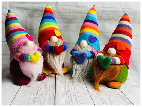 Handmade Mini Rainbow Gnome With Felt Heart Gonk Nordic Etsy Uk