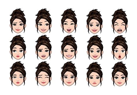 Premium Vector | Beautiful woman face expressions or female facial collection vector illustration