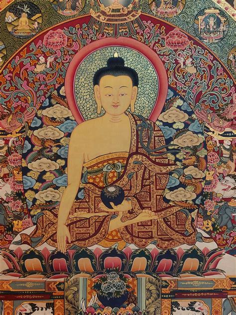 Shakyamuni Buddha Thangka Tibetan Buddhist Art Hand Painted Real