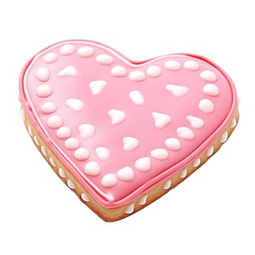 Pink Decorated Heart Shaped Cookie Isolated Heart Shape Cookie