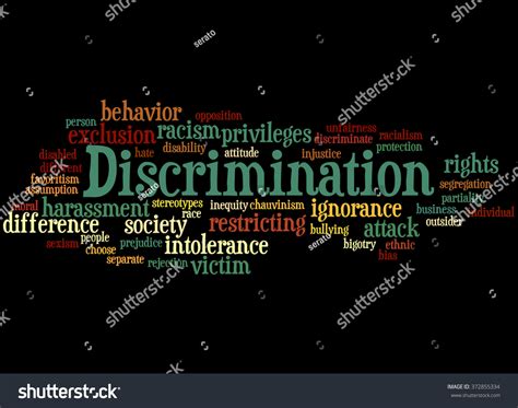 Discrimination Word Cloud Concept On Black Stock Illustration 372855334