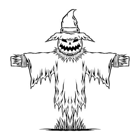 Premium Vector Halloween Pumpkin Head Scarecrow Illustration