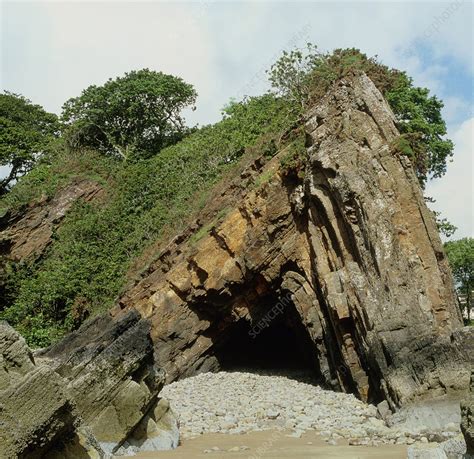 Rock Strata Folded Up Into An Anticline Stock Image E