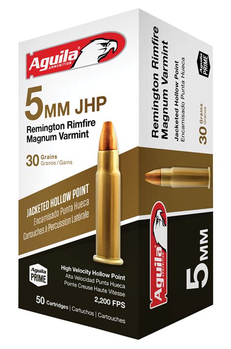 Aguila Rimfire Ammunition 1b222406 5mm Rem Rimfire Mag Jhp 30 Gr 2300 Fps 50 Rdsbx Able Ammo