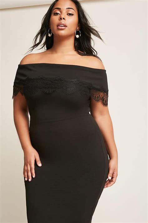 Plus Size Lace Off The Shoulder Dress Forever21 Ropa Combinaciones Curvas