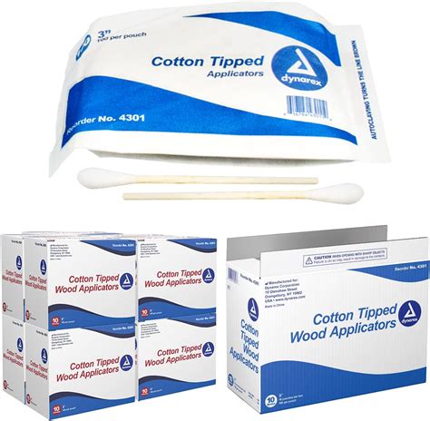 Dynarex Cotton Tipped Wood Applicators Non Sterile 3 10 10 100 Cs