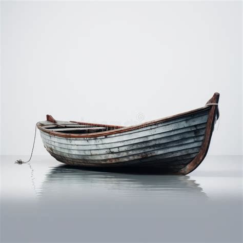 Surreal Boat Floating On Gray Background In Uhd Image Stock