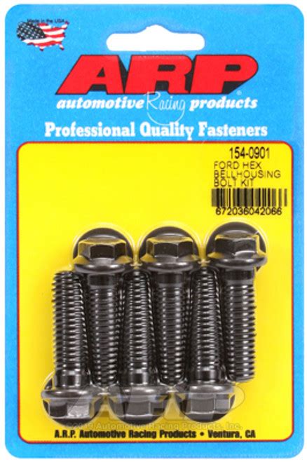 Arp 154 0901 Ford Small Block 289 302 351w Bellhousing Bolt Kit Black Hex Head