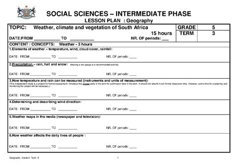 Grade 7 Geography Term 1 Lesson Plans