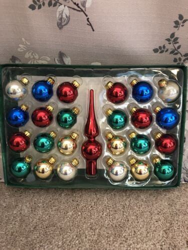 30mm Multi Colored Glass Ornament And Treetop Set 25 Piece Box Set