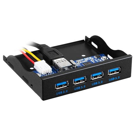 Usb 3 0 4 Ports 3 5 Inch Metal Front Panel Usb Hub With 15 Pin Sata Power Connector [ 20 Pin