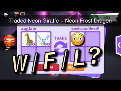 Traded My Neon Giraffe And Neon Frost Dragon In A Rich Adopt Me Server