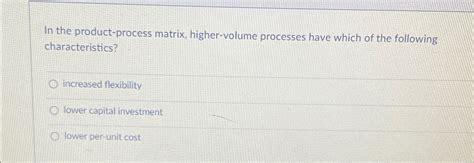 Solved In The Product Process Matrix Higher Volume