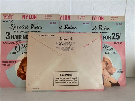 Vintage 50s Jac O Net Hair Nets Blonde Set Of 4 Mid Century Modern Salon Advertising NOS 10