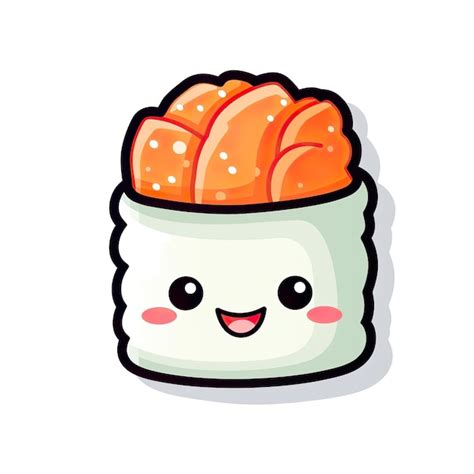 Premium Ai Image Cute Kawaii Sushi Roll Sticker