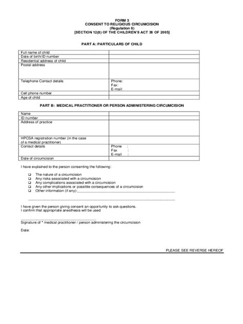 Fillable Online Form 3 Consent To Religious Circumcision Fax Email