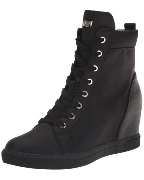 Dkny Essential High Top Slip On Wedge Sneaker In Black Lyst