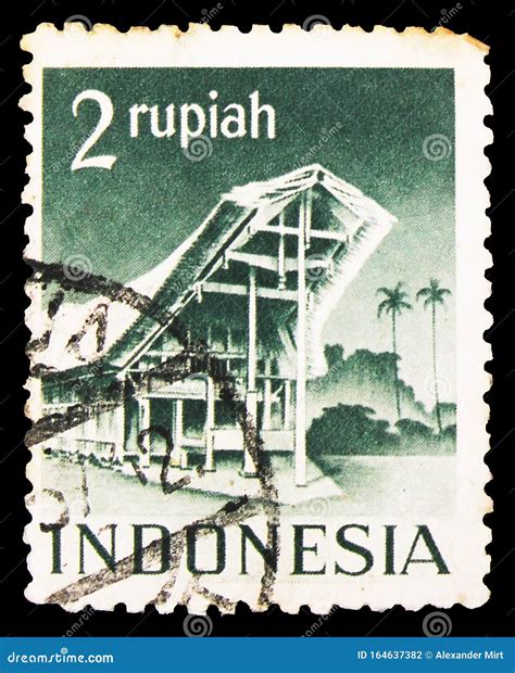 Postage Stamp Printed In Indonesia Shows Temples And Buildings Toraja