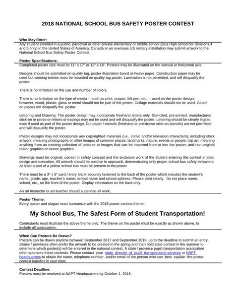 (PDF) 2018 NATIONAL SCHOOL BUS SAFETY POSTER CONTEST · 2018 NATIONAL ...