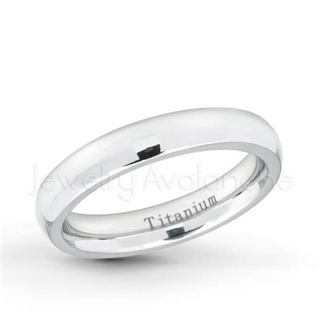 4mm White Titanium Wedding Band Comfort Fit Classic Dome White