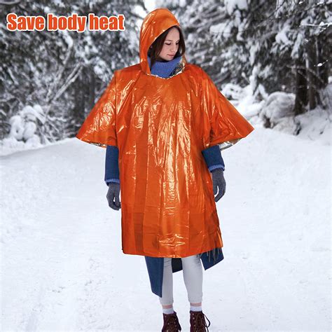 Firstime Thermal Mylar Space Emergency Blanket Poncho Keeps Your Gear