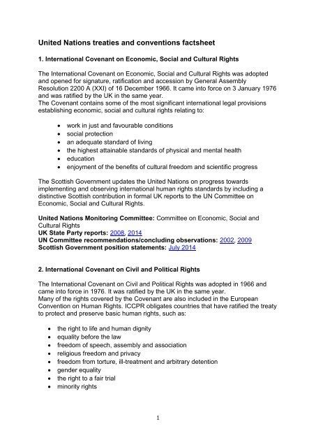 United Nations Treaties And Conventions Factsheet