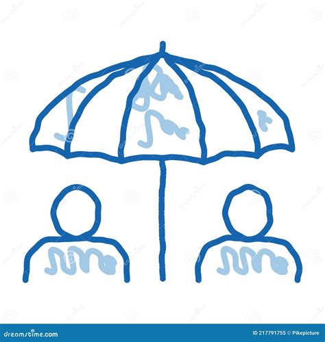 Human Umbrella Doodle Icon Hand Drawn Illustration Stock Vector