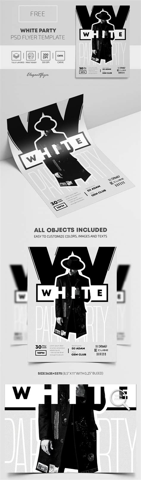 Black And White Illustrative Nightclub Party Flyer Template Free