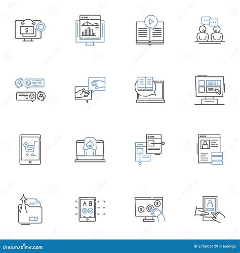 Managerial Supervision Line Icons Collection Leadership Oversight