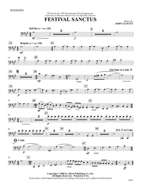 Festival Sanctus Bassoon By John Leavitt Bassoon Solo Digital Sheet Music Sheet Music Plus