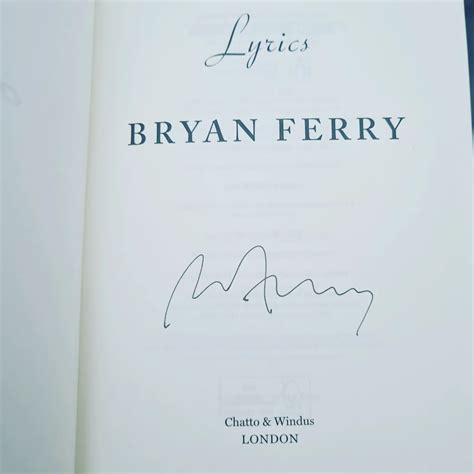 Bryan Ferry Ex Roxy Music Signed Book Lyrics Pre Order Autograph Live