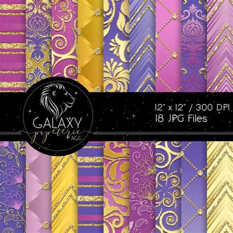 Purple And Gold Princess Digital Paper Seamless Princess Etsy