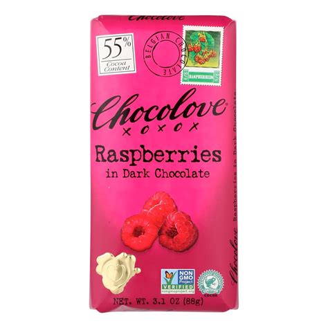 Amazon Chocolove Xoxo Dark Chocolate Raspberry Bar 3 1 Ounce