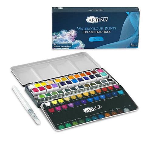 The Artina Watercolor Paints Are In A Box With A Brush Next To It