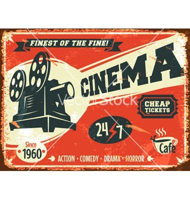 Grunge Retro Cinema Poster Vector By Laralova On VectorStock Cinema