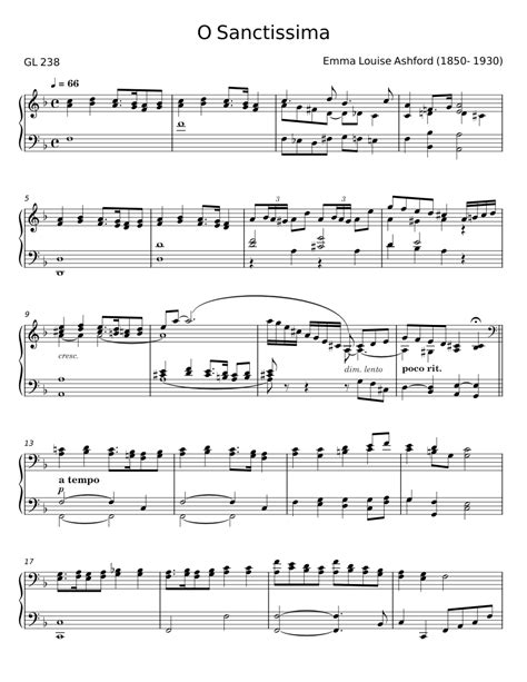 O Sanctissima Emma Louise Ashford Sheet Music For Piano Solo