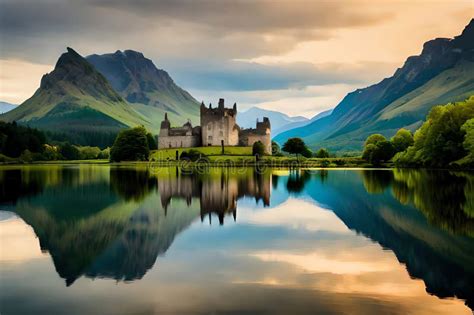 Kilchurn Castle on Loch Awe, Historic Scottish Castle Reflected in the ...