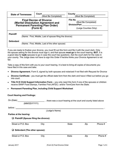 Final Divorce Order Tennessee Pdf Form Formspal