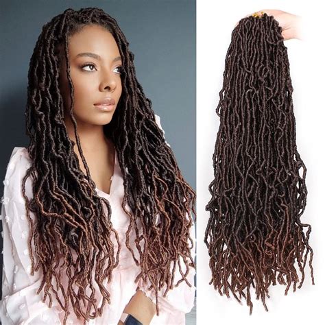 Zrq Inch Ombre Faux Locs Crochet Hair Packs Pre Looped Goddess Locs