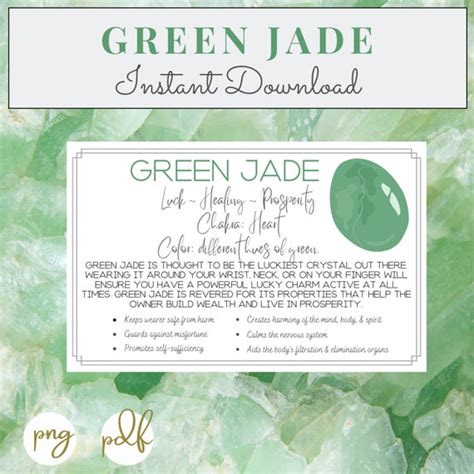 Green Jade Printable Cards Crystal & Stone Meaning - Etsy