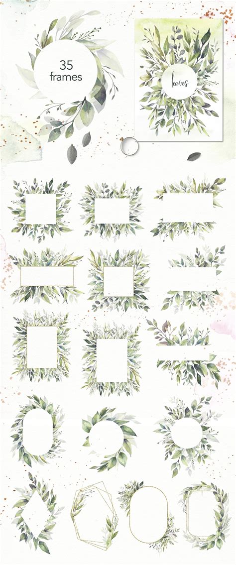 Watercolor Greenery Collection Design Cuts