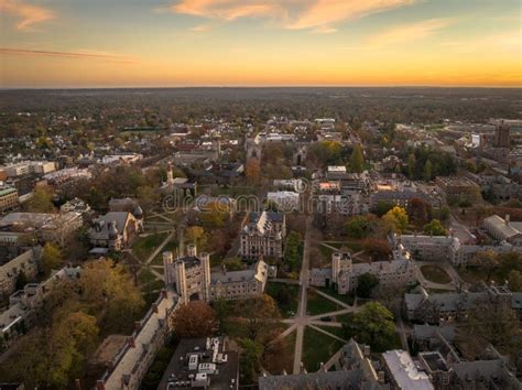 Aerial View of a Beautiful University at Sunset in Princeton, USA Stock ...