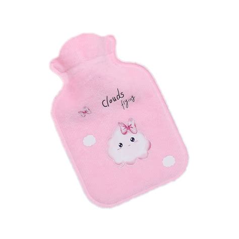 Winter Mini Cartoon Cute Plush Hot Water Bottles Warming Products Water Injection PINK CLOUDS