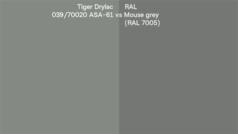 Tiger Drylac 039 70020 ASA 61 Vs RAL Mouse Grey RAL 7005 Side By Side