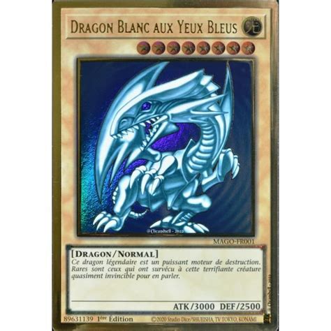 Carte Yu Gi Oh Mago Fr Dragon Blanc Aux Yeux Bleus Gold Rare Neuf Fr