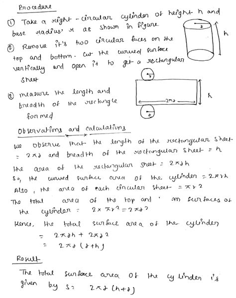 Derive The Formula For Csa And Tsa Of Cylinder Through An Activity