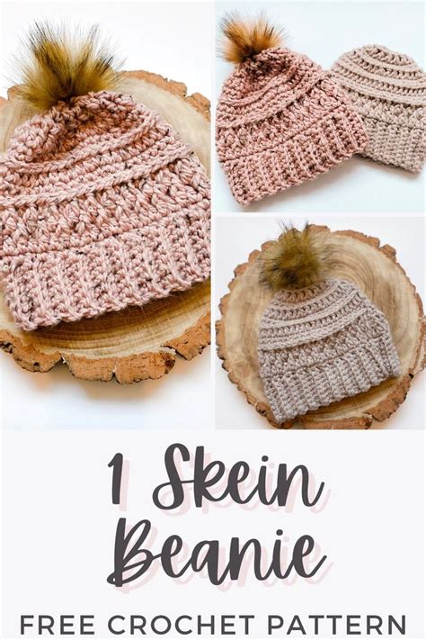 One Skein Crochet Beanie Pattern Burgundy And Blush Chunky Crochet