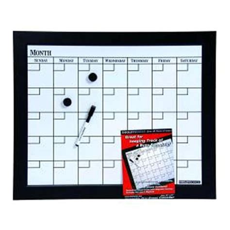 Wood Framed Magnetic 1 Month Dry Erase Calendar Board 18x22 Black ...