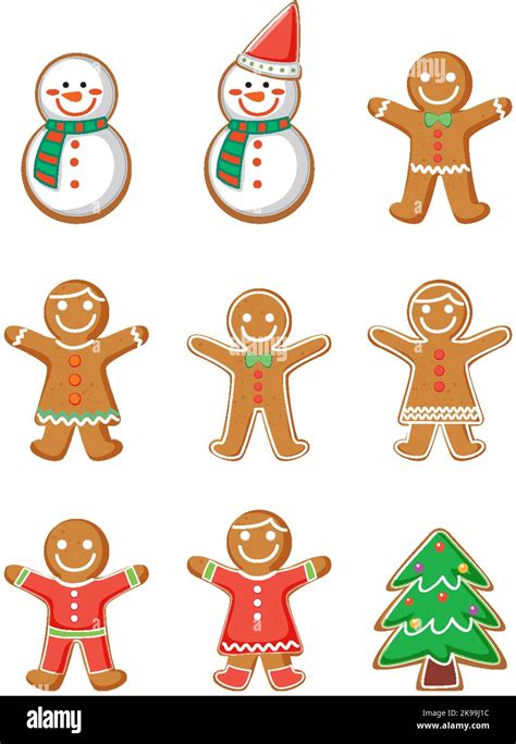 Christmas Gingerbread Cookies Collection Illustration Stock Vector Image And Art Alamy