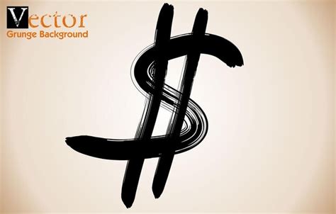 Premium Vector Dollar Sign Icon Grunge Black Ink Silhouette Front